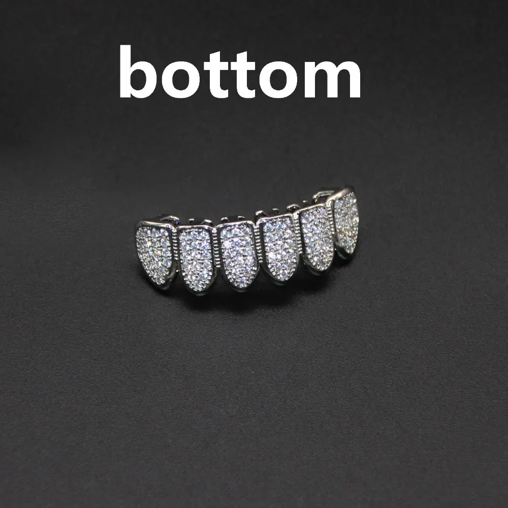 Teeth Set for Unisex Top Bottom Mouth Silver Color Grills Tooth Cap Removable Dental Fashion Body Jewelry y241225