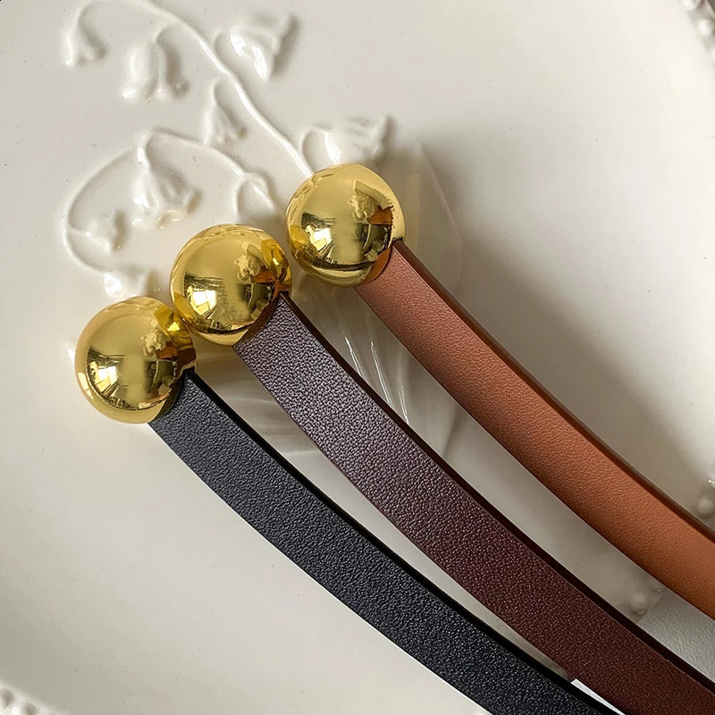 Genuine leather small belt womens head layer cow leather decorative belt womens thin narrow belt 1.2cm gold buckle dress belt 241226