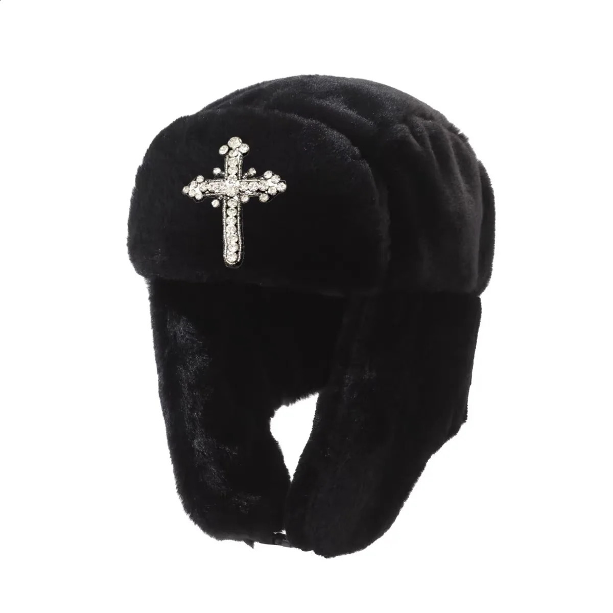 Autumn and winter street fashion personalized rhinestone embroidery splicing anti fur Lei Feng hat 241227