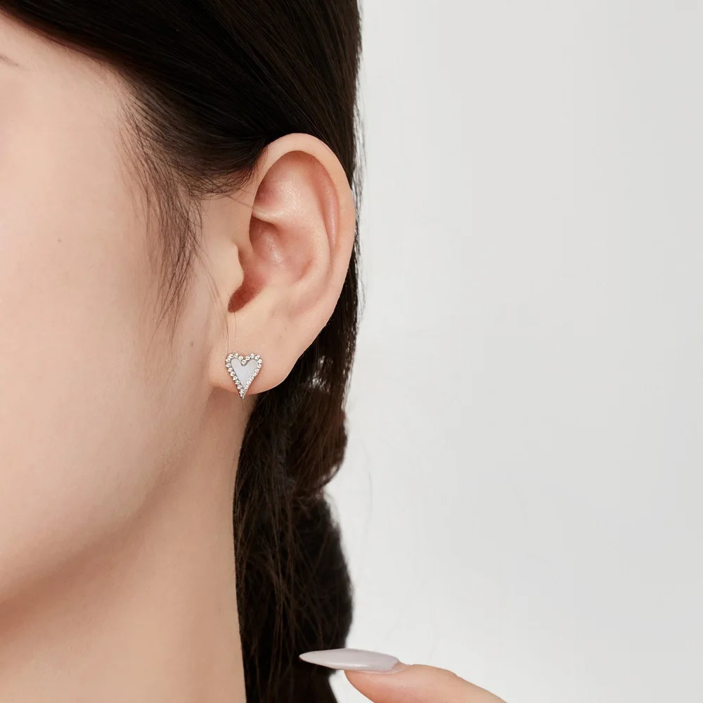 True S925 Silver Heart Jewelry Set Women Black Agate Turquoise Heart Necklace Earrings Female Jewelry 5A Zircon Girl Gift 241226