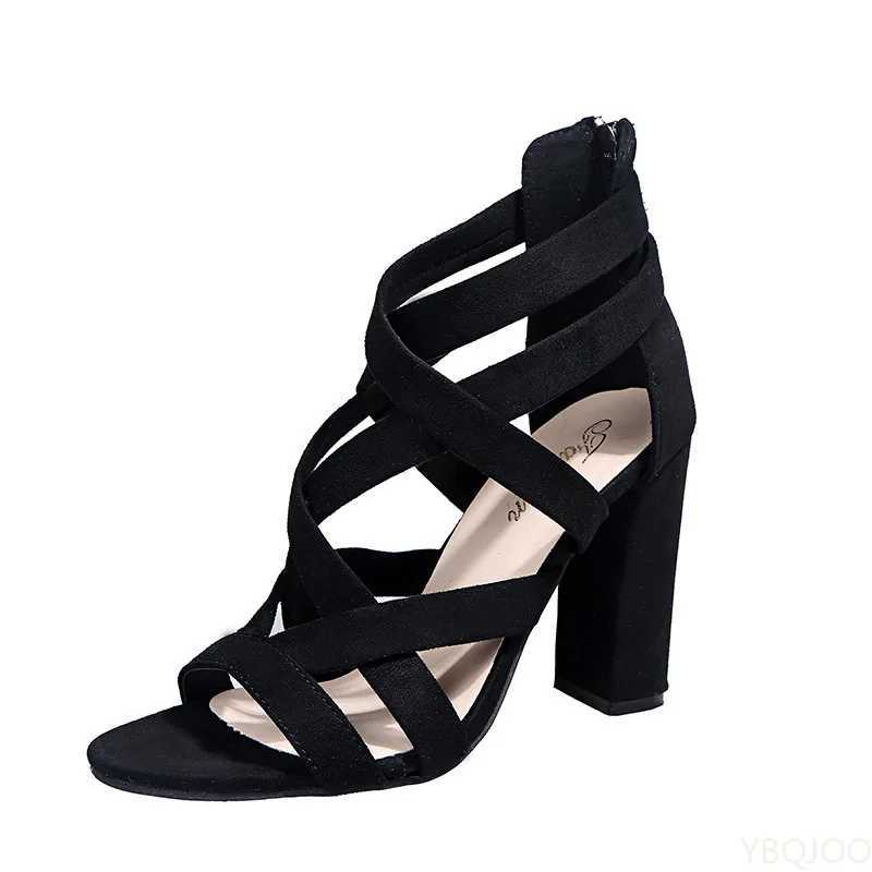 High Quality Women Pumps Sandals Summer Open Toe High Heels Low Block Heel Shoes Gladiator Zipper Thick With Sandals Wedges Mules Shoes T241227