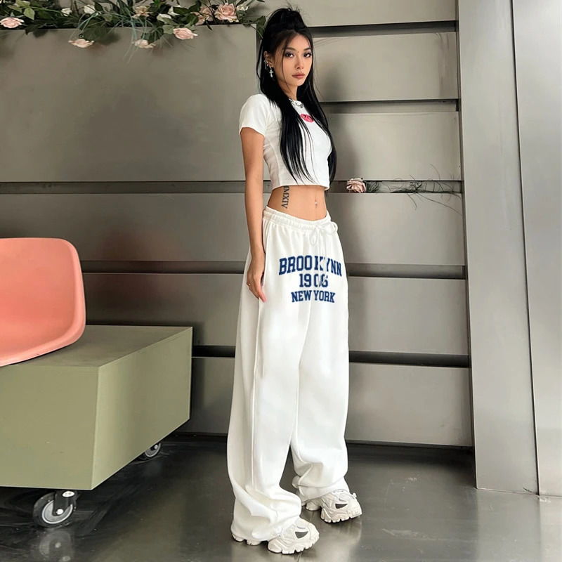 Street Dance Hip-hop Drawstring n Sweatpants Women American Fashion Letter Print Pants for Women Autumn Winter Trousers 241220