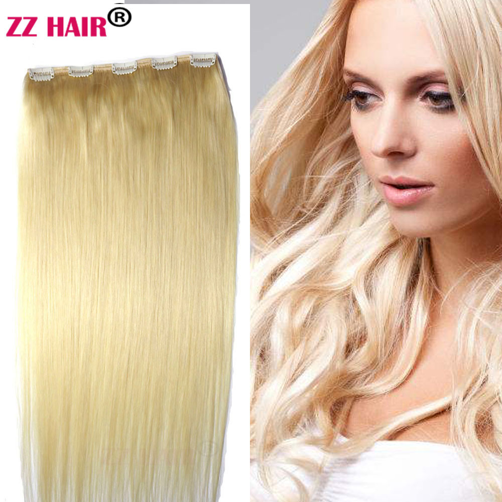 100% Brazilian Remy Human hair Extension 16-28 inches 1pcs set Nolace with 5clips in 80g-200 Clips in/on Natural Straight