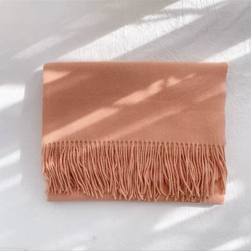 T035 cashmere solid color scarf for women autumn and winter all-match thick warm student cute shawl neck scarf