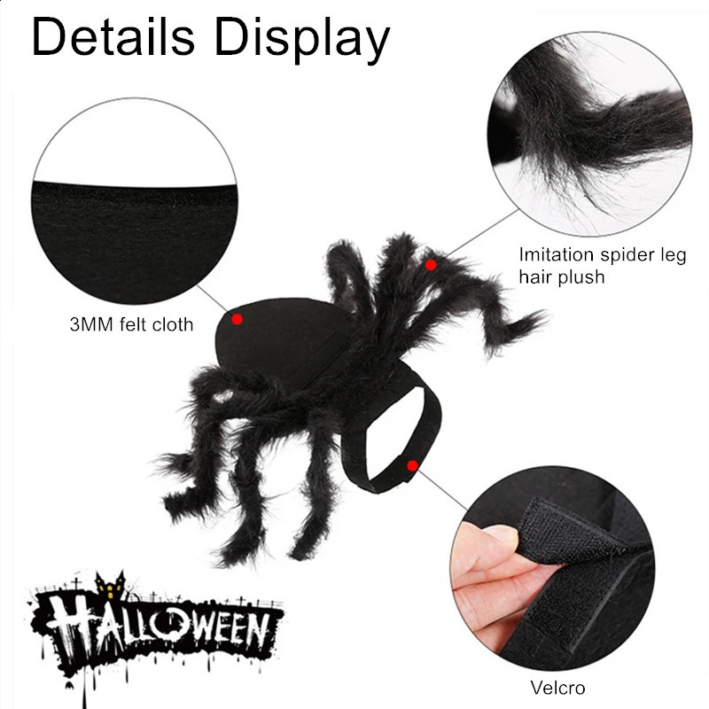 Halloween Spider Costume for Dog Cat Halloween Pet Costume Party Supply Spider Cosplay Costumes for Small Medium Dogs and Cats 241225