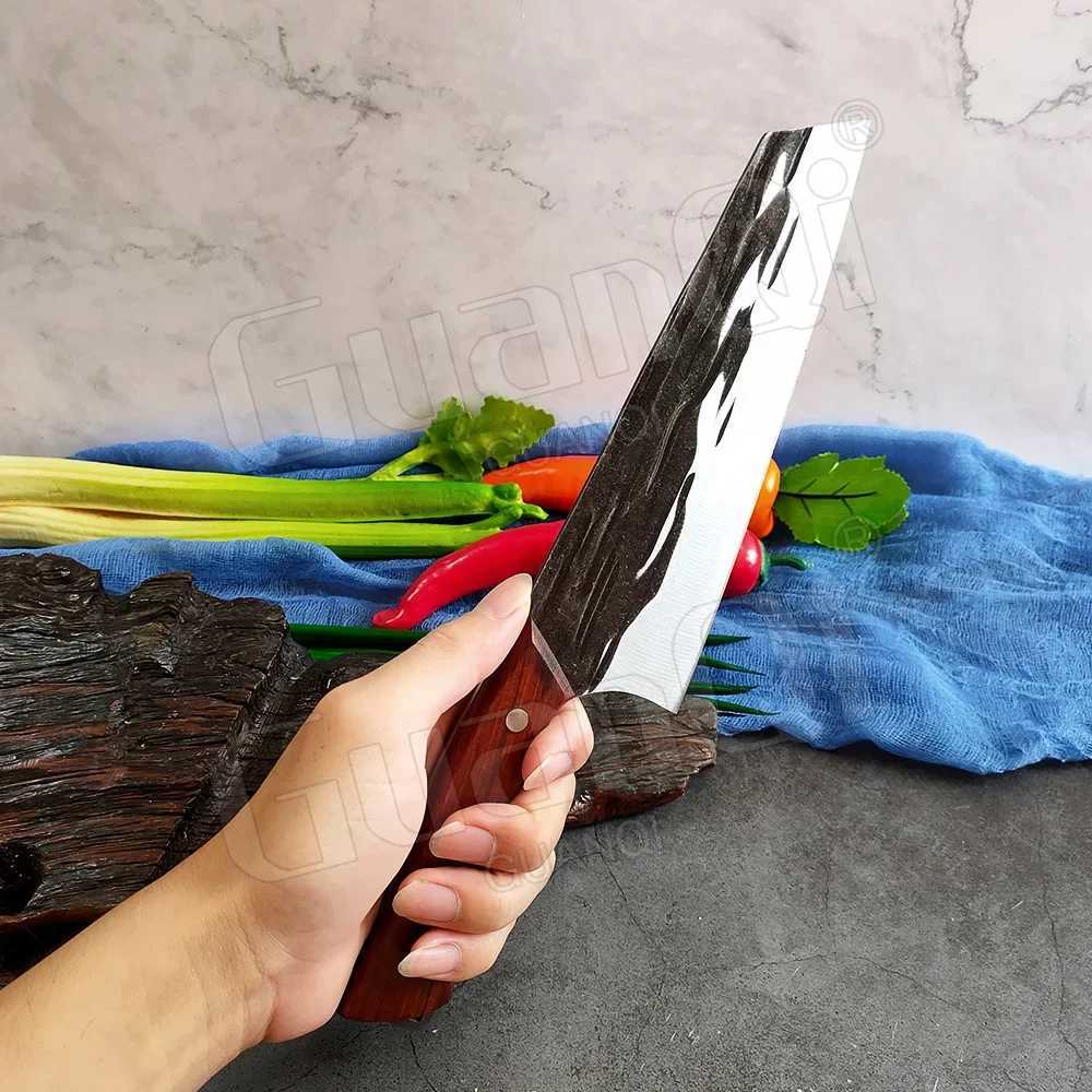 8-inch kitchen knife Cposite steel chef blade sharp cooking vegetable cutting tool wooden handle kitchen accessories Y241227