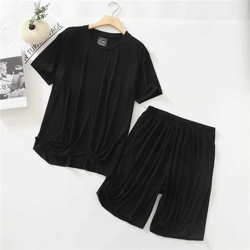 Summer Pajamas Male Modal Short Sleeved Shorts Suit Casual Large Size Two-Piece Set Mens Home Clothes Loungewear Pijama HombreXJ241227