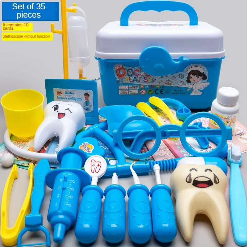 Kids Doctor Set Dentist Nurse Pretend Play Toys Simulated Stethoscope Tool Kit Role Play Accessories Fun Gifts 241226