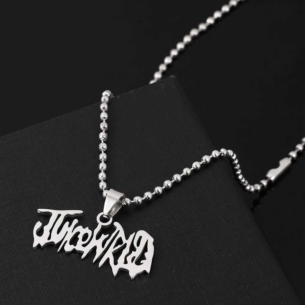 Punk Art Design Letter JUWrld Necklace Hip Hop Rper Beads Chain Stainl Steel Pendant Necklaces Jewelry AccoriesXJ241227