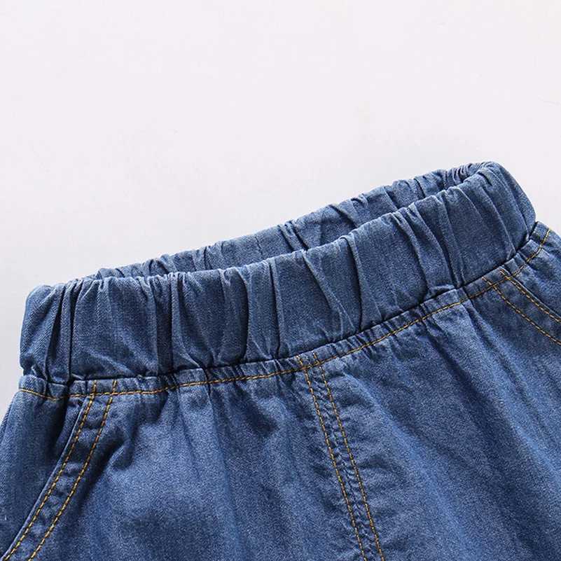 2024 Summer Childrens and Girls Fashion Blue Breathable Panel Jeans/Denim Shorts 1-6 Years Old W241227