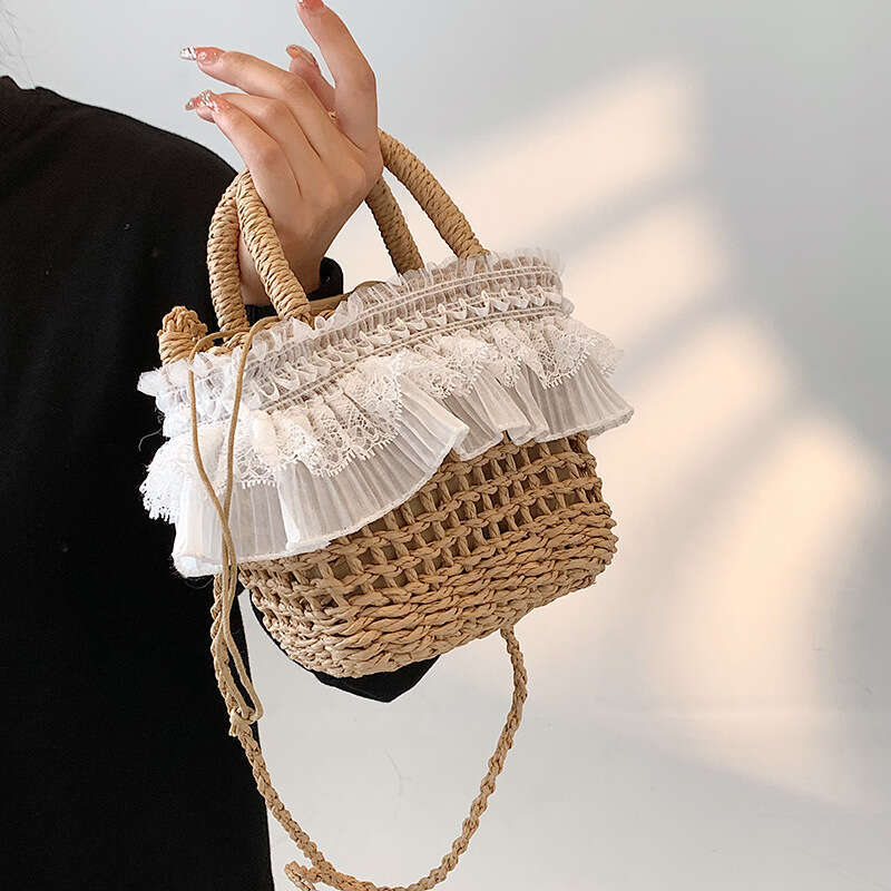 Fairy Beach Resort Grass New Vegetable Basket Crossbody Western Woven Handheld Bucket Bag