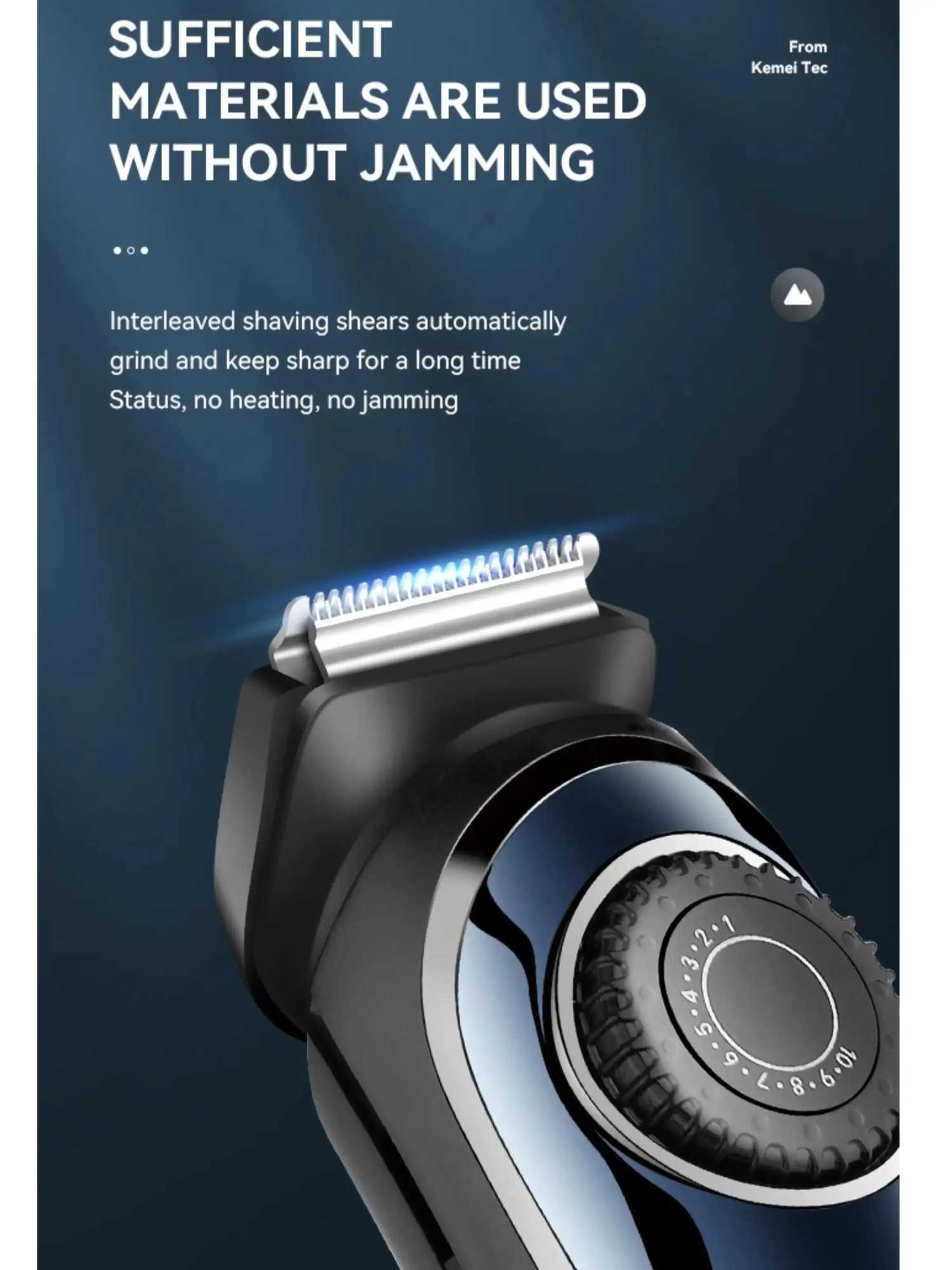 Kemei 1256 Cordless Adjustable Hair and Beard Trimmer For Men Electric Professional Hair Clipper Rechargeable Haircut Machine W241227