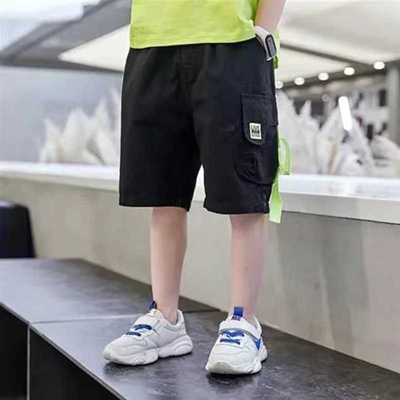 Boys shorts summer loose pants teenagers Trouser pocket shorts childrens casual cargo shorts childrens elastic waist cotton pants W241227