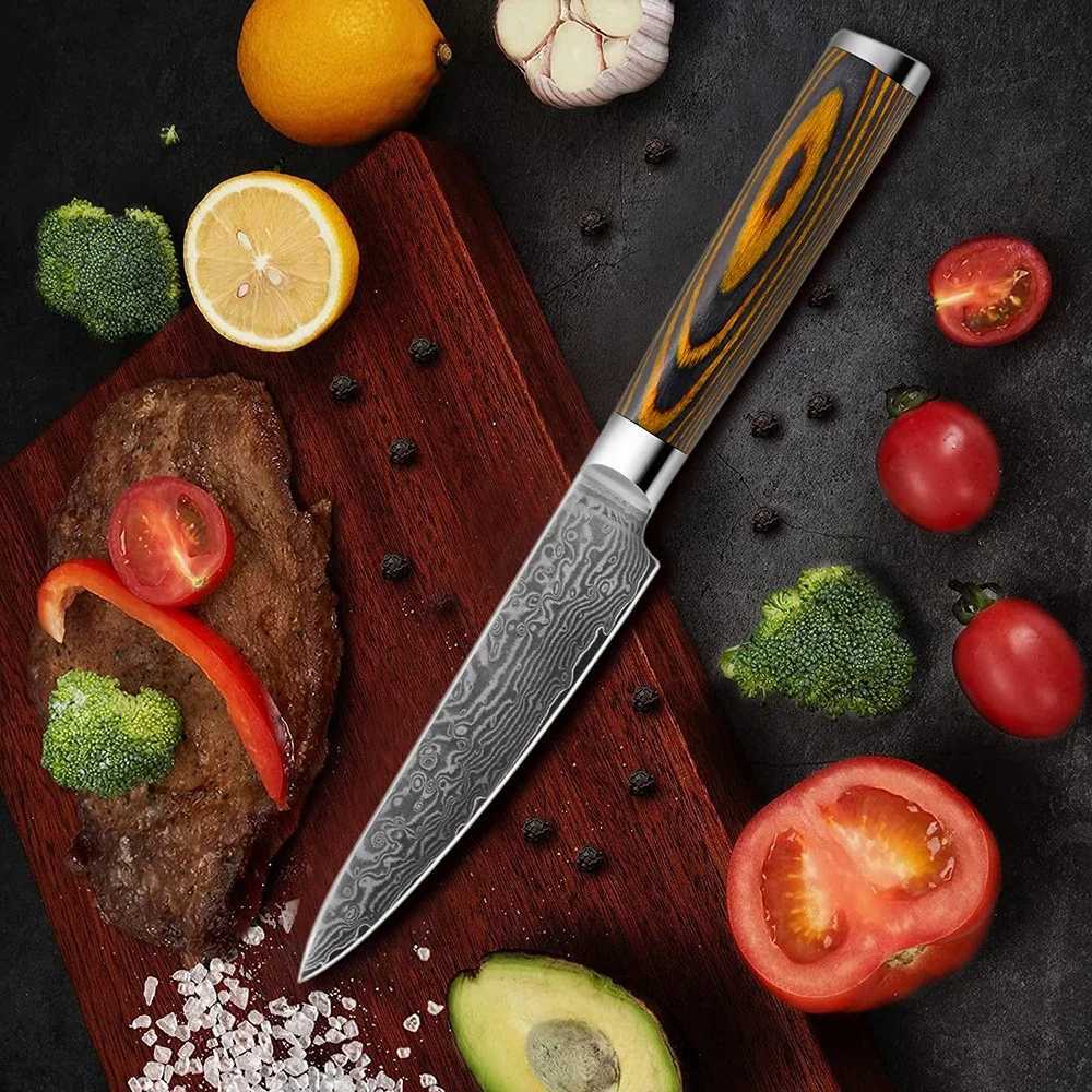 4.7-inch practical knife 67 layer Damascus steel blade polished blade chopper peeling 10Cr15MoV kitchen knife cooking tool wooden handle Y241227