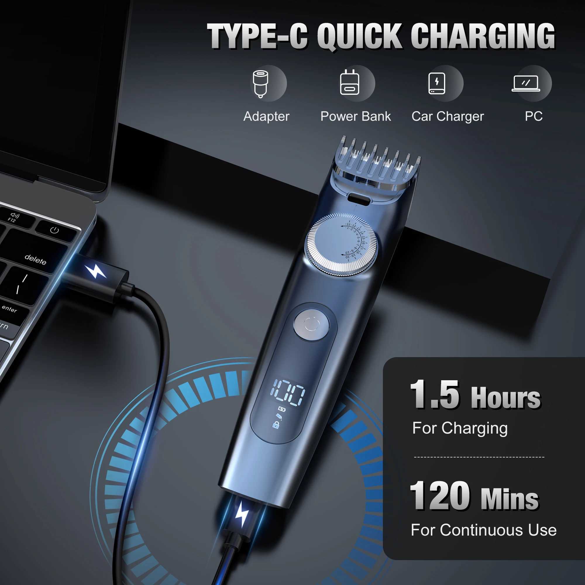 Sejoy Professional Electric Hair Clippers Men Cordless Hair Trimmer Rechargeable LED Display IPX7 Hair Cutting Machine W241227