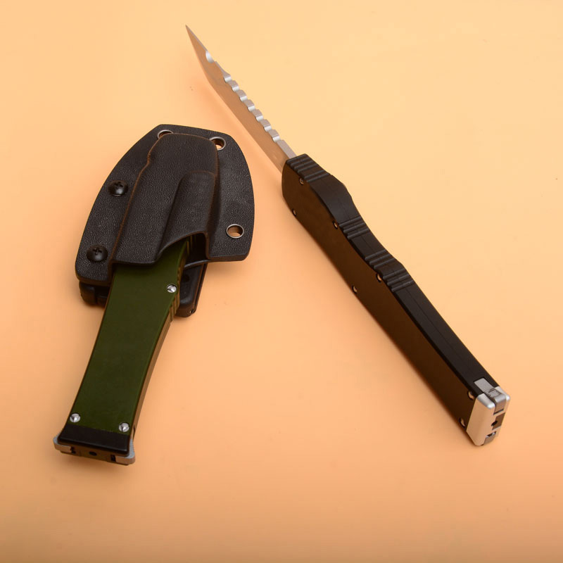 High End VI Ha lo 6 Tactical Knife (4.4 Satin) Single Action Hell Blade knife With Safety lock Survival EDC Gear knives