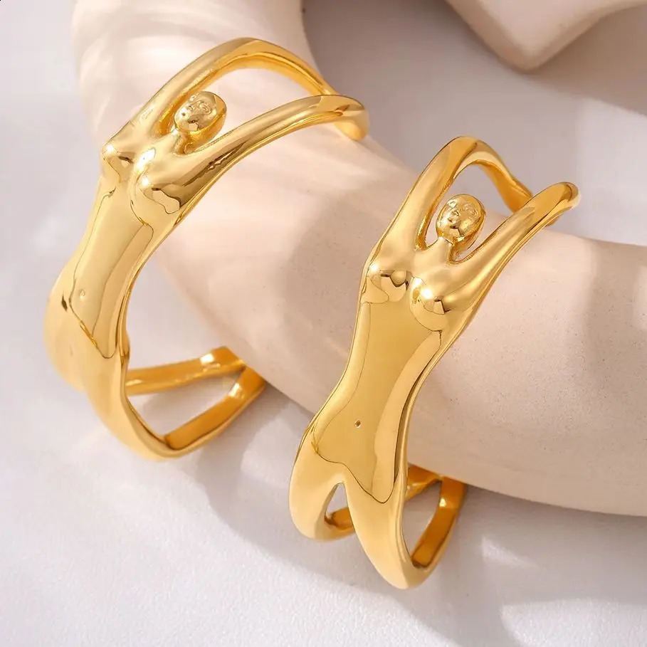 Sexy n Women Body Cuff Bracelets For Women 316L Stainless Steel Wristband Shiny Heavy Bangle Waterproof Fashion Jewelry 241227