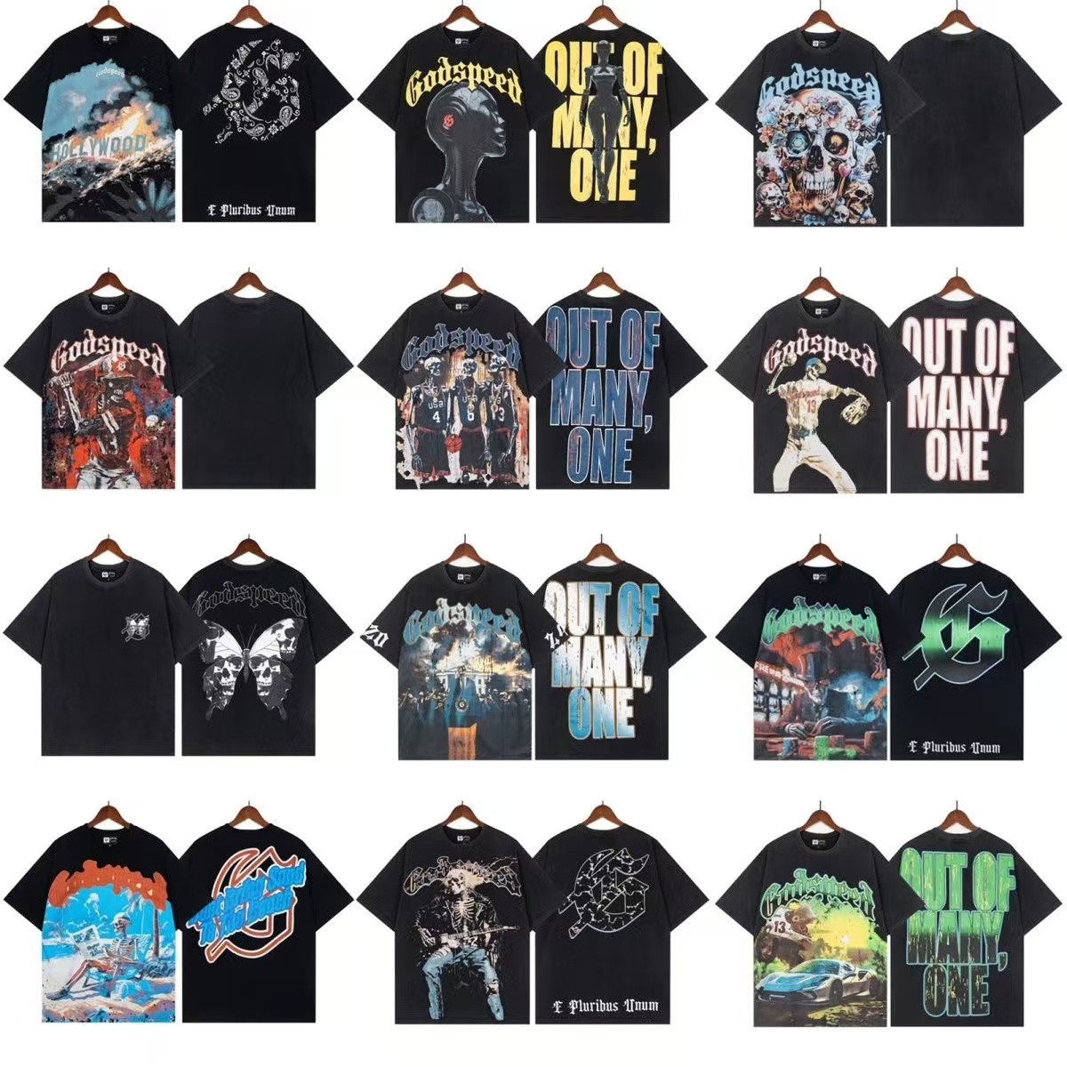godspeed shirt designer t shirt mens t shirt graphic tee clothe beach hipster fabric cotton Street graffiti Letter foil all print Vintage washed black tee size S-XL