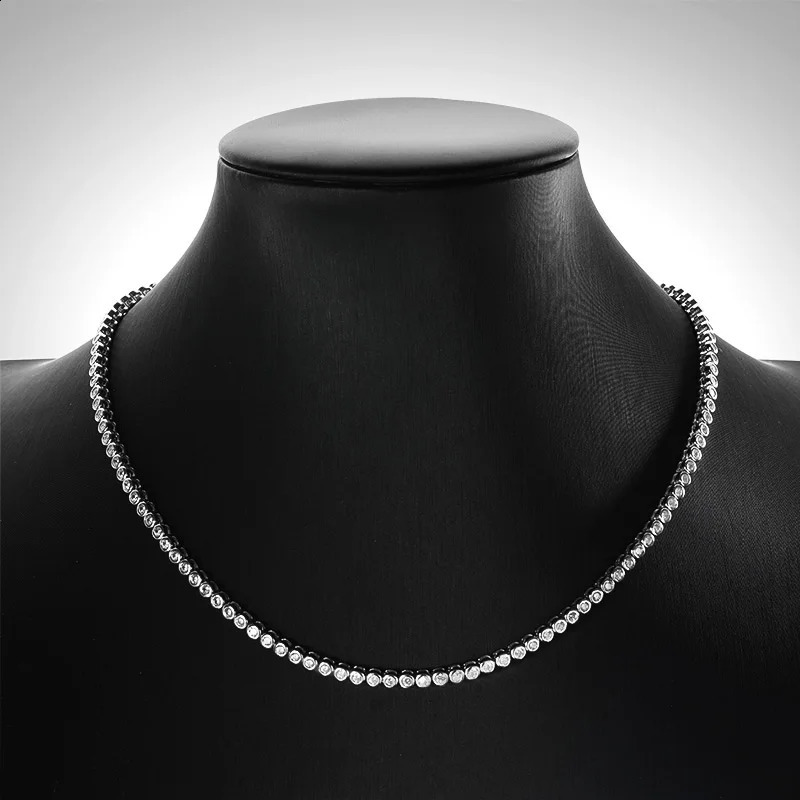 OEVAS 2MM 3MM Full Real Bubble Diamond Necklace For Women 100% 925 Sterling Silver Sparkling Wedding Fine Jewelry 241226