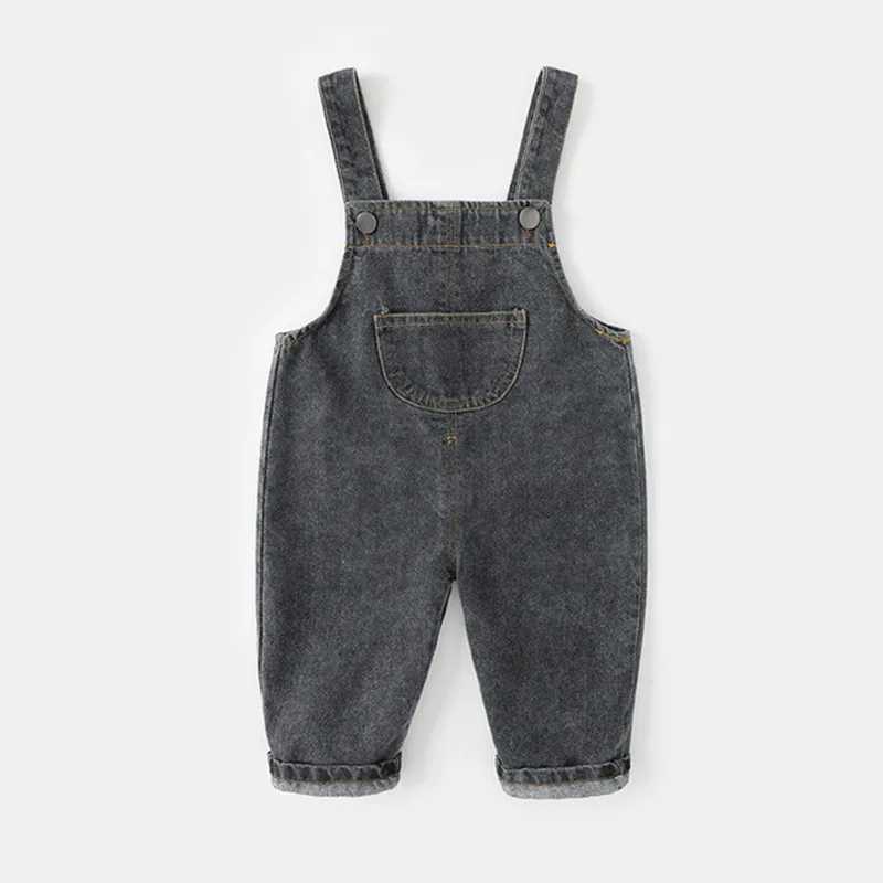 2024 Spring Autumn Children Clothes Infant Baby Boys Girls Jeans Jumpsuits Solid Denim Pants Toddler Kids Overalls Outfits W241227
