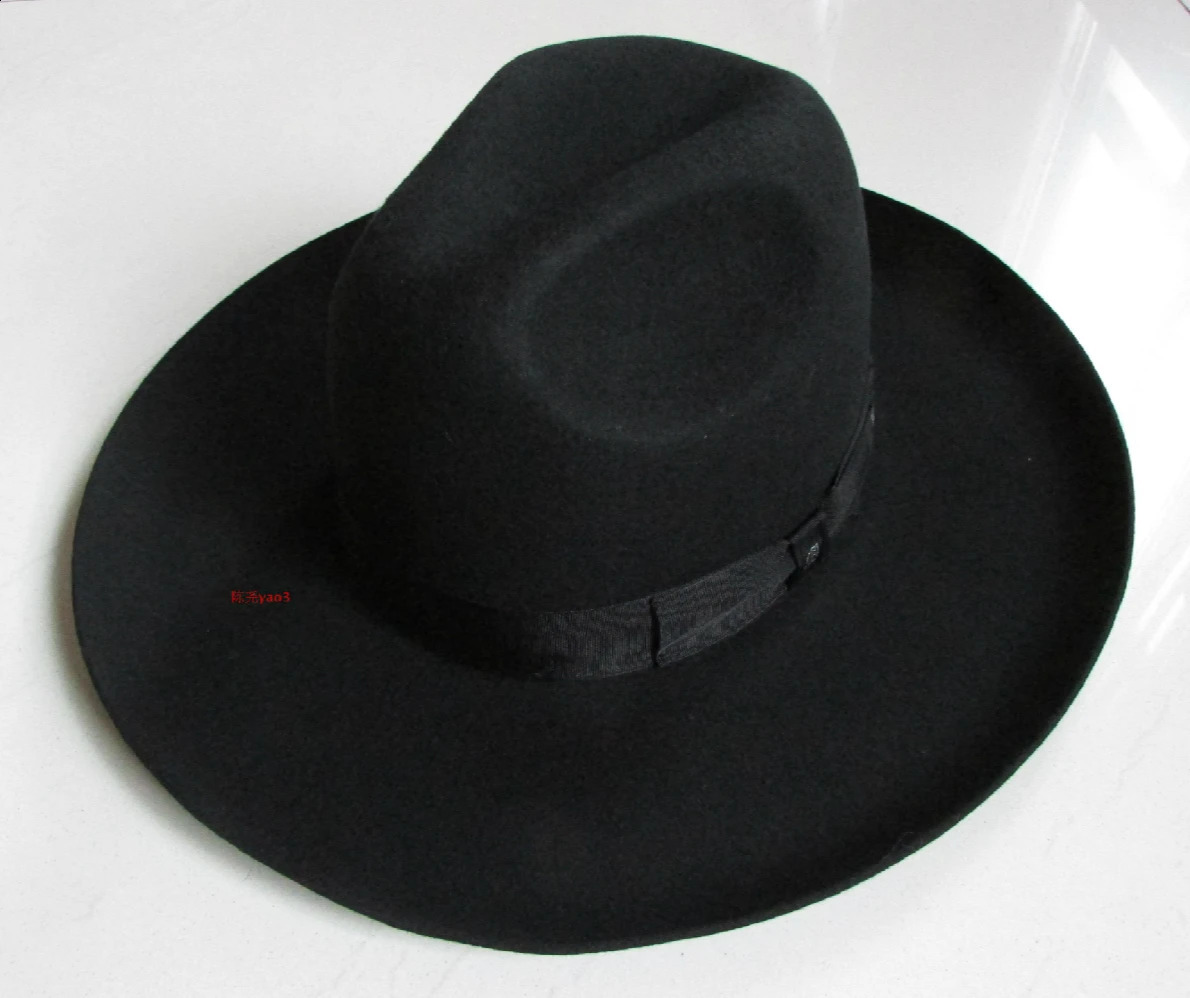 X053 Adult 100% Wool Top Hat Export Original Sheet / Israeli Je Hat / Felt Hat with Big Eaves 10cm Brim Woolen Fedora Hats 241226
