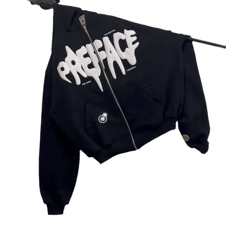 2024 new letter foam printed hip-hop style pullover sweatshirt hoodie top for men and women