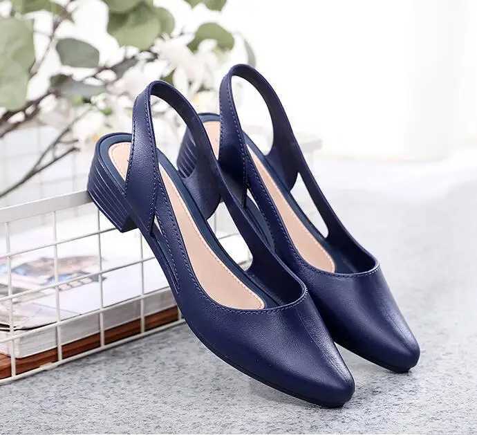 High Quality Jelly Sandals Women Pointed Toe Chunky Flip Flops Slingback Casual Candy Skidproof Beach Shoes Women Sandals T241227