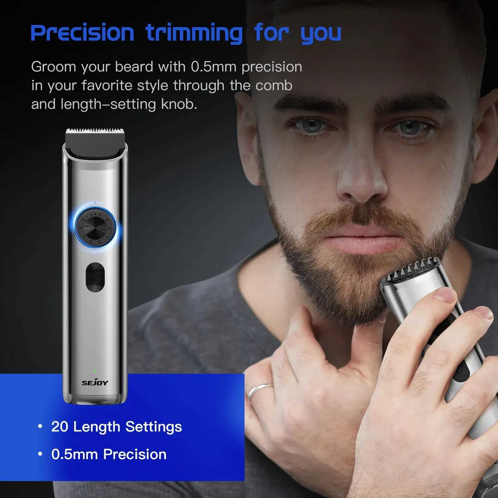 Sejoy Mens Hair Clippers Professional Trimmers USB Cordless Electric Beard Cutting Machine Trimmer Haircut Grooming Kit W241227