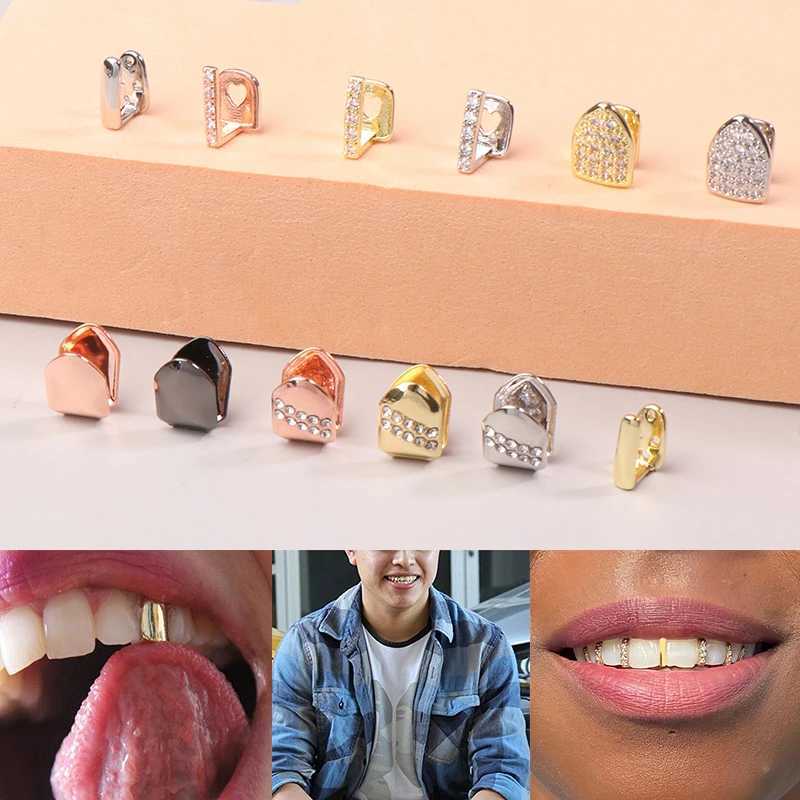 Hip Hop single tooth top and bottom teeth Grilz Tren cubic zirconia teeth Cs for female teeth decoration jewelry W241227