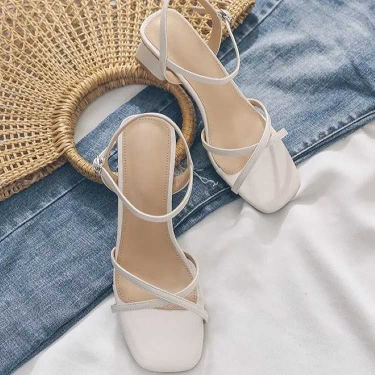 High Quality Womens Sandals Summer Footwear High Heels Luxury Designer Shoes Block Heel Low and Elegant Casual Medium Dresses on Offer Black T241227