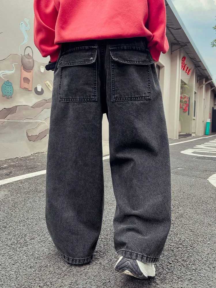 New Kids Casual Jeans for Spring Autumn Big Boy Child Fashion Vintage Trousers Cotton Sweatpants Teenage Baby Boys Clothes Jeans W241227