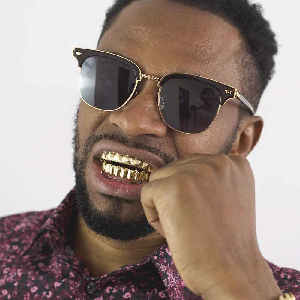 6 Teeth Grillz Gold Color Top and Bottom Dental Grills Shiny Hip Hop Teeth Grillz Extra Molding Bars Women Men Bo Jewelry W241227