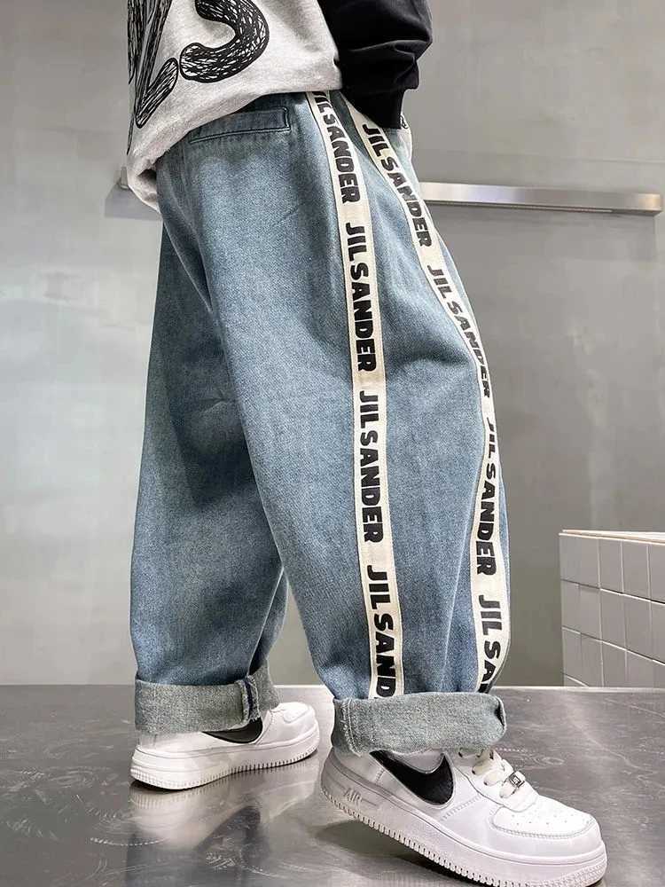 Childrens Big Boys Jeans Boys Pants Childrens Clothing 5-12 Year Old Boys Childrens Bags Summer Clothing Teenagers New Jeans W241227