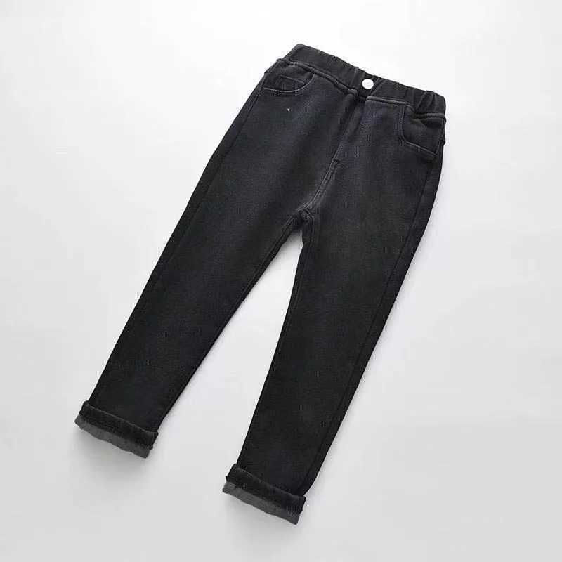 Velvet winter warm jeans suitable for girls boys autumn close-up clothing teenagers childrens clothing boys jeans W241227