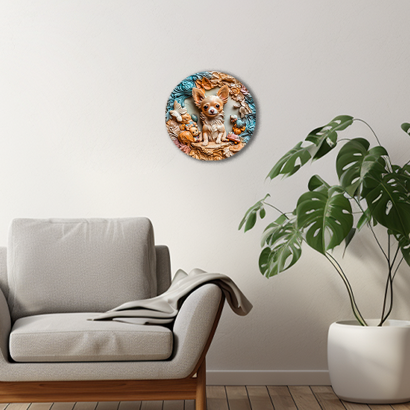 Customizable Circular Aluminum Pet Ornament - High-Definition Pet Memorial Decoration for Dogs, Unique Souvenir Tombstone