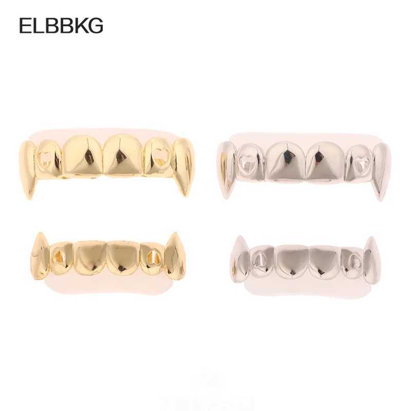 HipHop Classic Top/Bottom Teeth Grillz Golden Tooth C Decor Gold Plated Dental Grill Bo Jewelry Women Men Halloween Party W241227