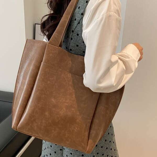 Retro Fashion Office Commuter Large Capacity For Women, New Simple And Versatile Tote Bag, Casual Shoulder Bag