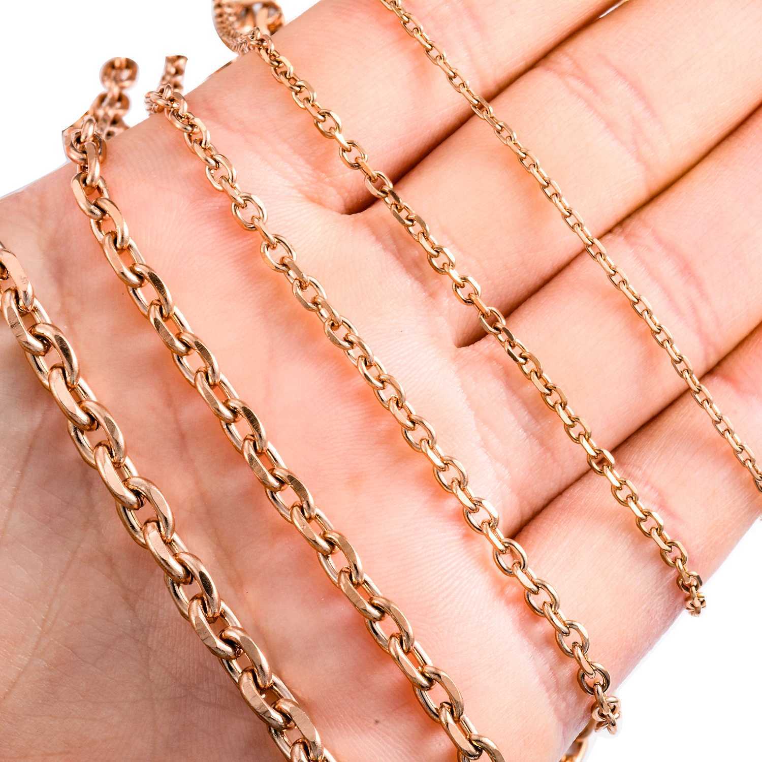 Stainl Steel O Chain For Men Women Rolo Necklace for Pendant Rose Color Cable Link 1.6mm 2.4mm 3mm 4mm 5mm WidthXJ241227
