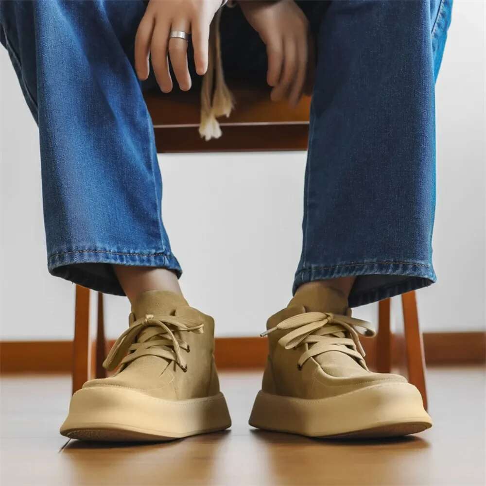 Ankle Suede Cowhide High Top Men Hand sewn thread Casual Shoes Winter Warmth Men's Boots Lace Up Toog boots