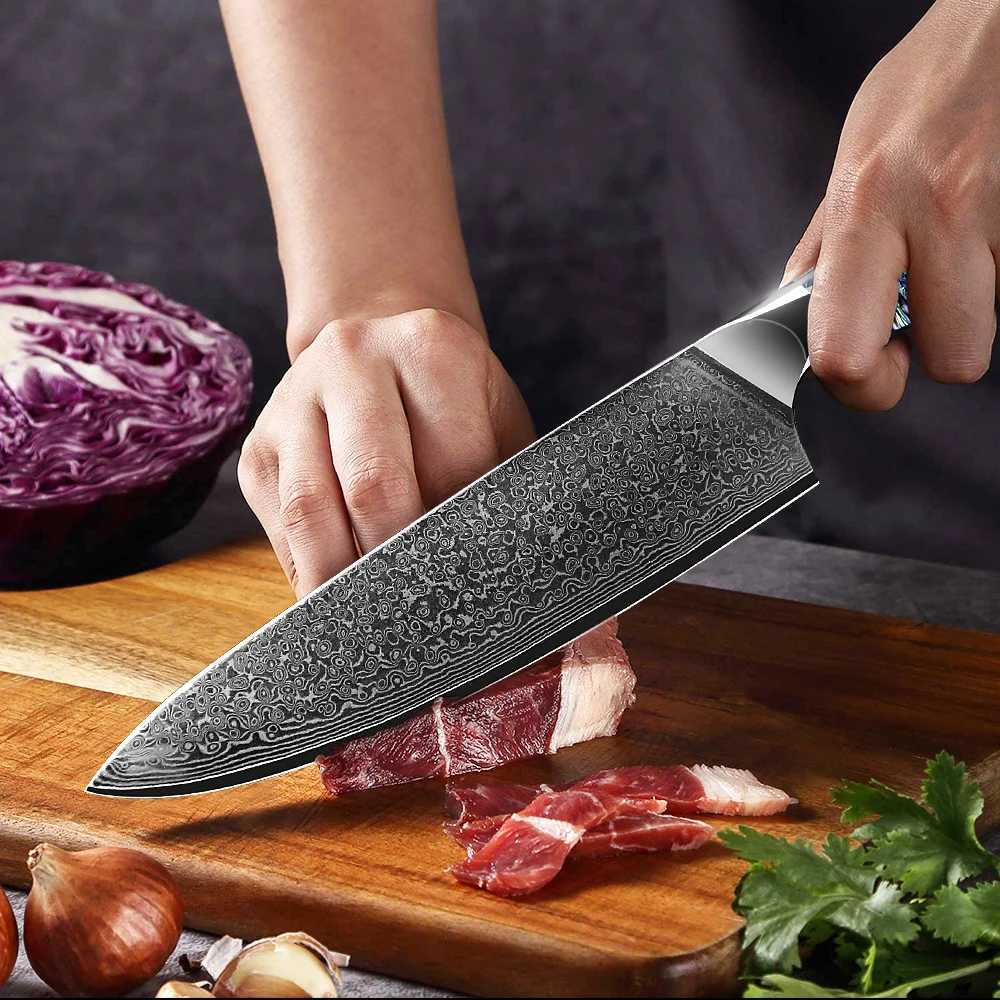 Damascus knife chef knife Japanese VG10 67 layer steel cutter side dish bread knife La Sharp Abalone shell handle kitchen gift Y241227