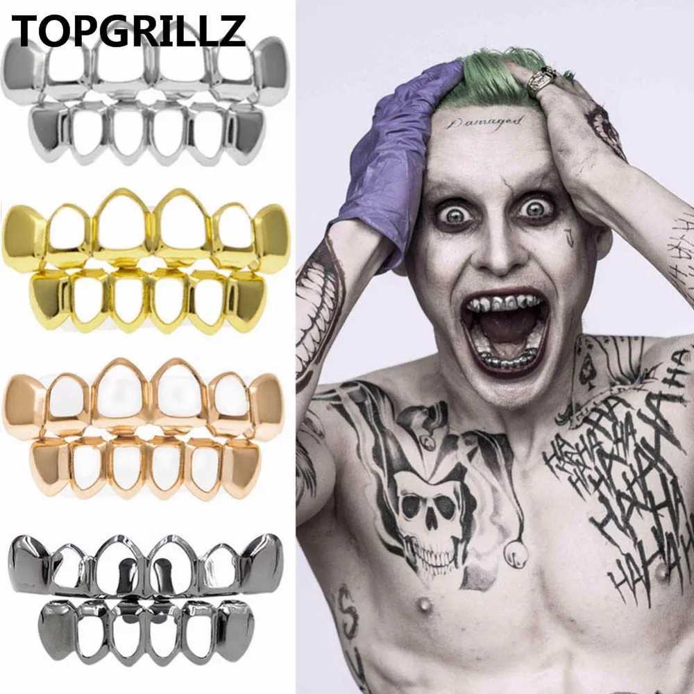 Real Shiny! New Fit Rose Gold Color Plated Vampire Open Face Hallow Gold Grillz Set For Christmas Gift. Party W241227