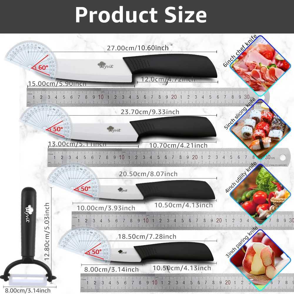 Ceramic knife set 3 4 5 6 inches kitchen chef knife with bracket rust proof white blade shell high-end ceramic fruit peeler for cooking Y241227