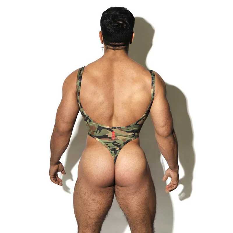 Men Bodysuits Onesies for Adults Man Undershirts Lingerie T-back Gay Jumpsuits Underwear Exotic Playsuits One-piece NightwearXJ241227