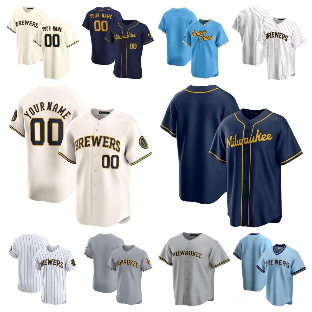 Brewers Baseball Jersey Christian Yelich Garrett Mitchell Andruw Monasterio Oliver Dunn Eric Haase Tyler Black Nestor Cortes William Contreras Men Women Youth