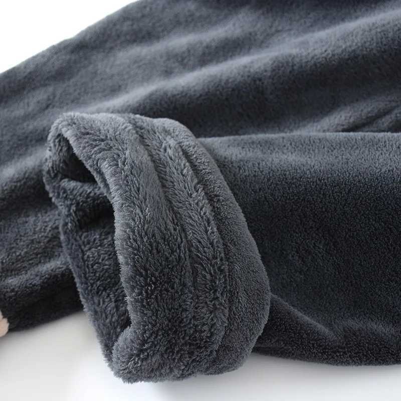 New autumn and winter mens pajamas long-sleeved trousers thickened warm suit home service flannel plus size two-piece suitXJ241227