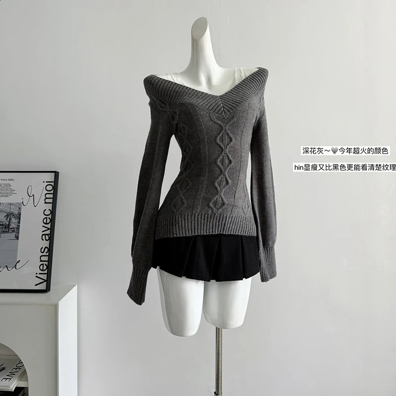 2024 Women Vintage Pullover Knit Sweater Y2k 90s Aesthetic Harajuku Elegant Long Sleeves Sweaters Fashion 2000s Clothes Autumn 241223