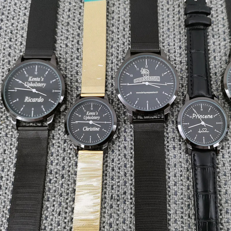 Personalized Free Engrave with Your Name Text Mens Mesh 3 ATM Water Resistant Wristwatch Customized Wrist Watch 241225