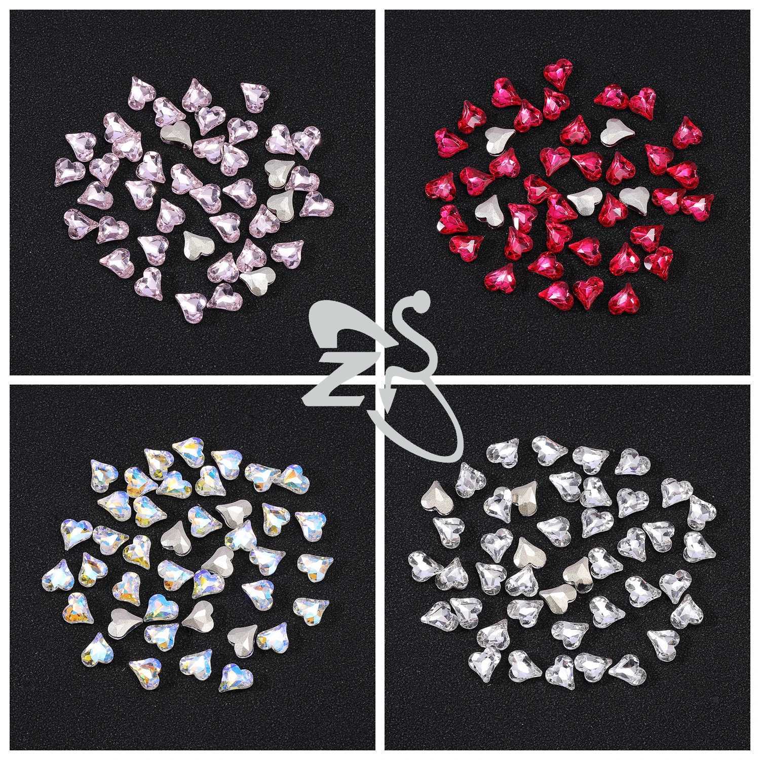 ZS 50-pcs/lot Rhinestone Tooth Gem Bling Dental Teeth Jewelry CZ Crystal Heart Butterfly Gems Stones Colorful Decoration W241227