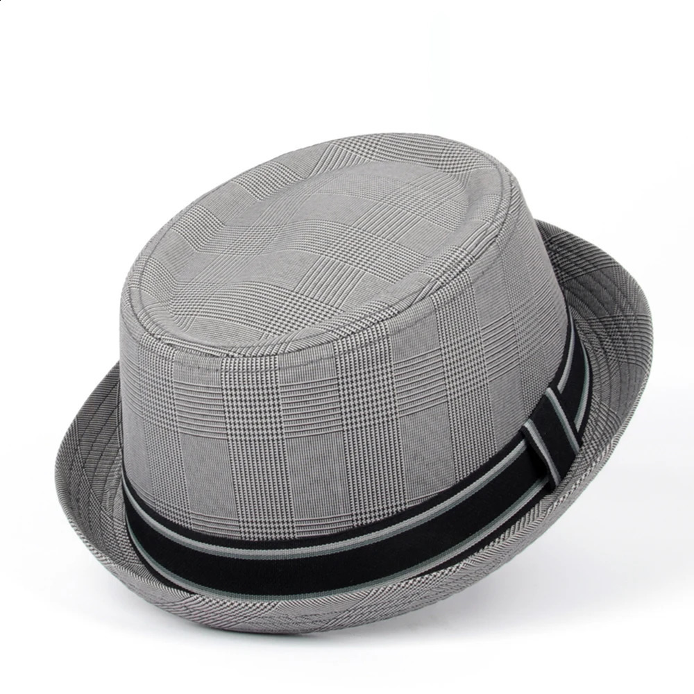 Men Fedora Hat Flat Pork Pie Hat For Gentleman Dad Bowler Porkpie Jazz Hat Big Size S M L XL 241226