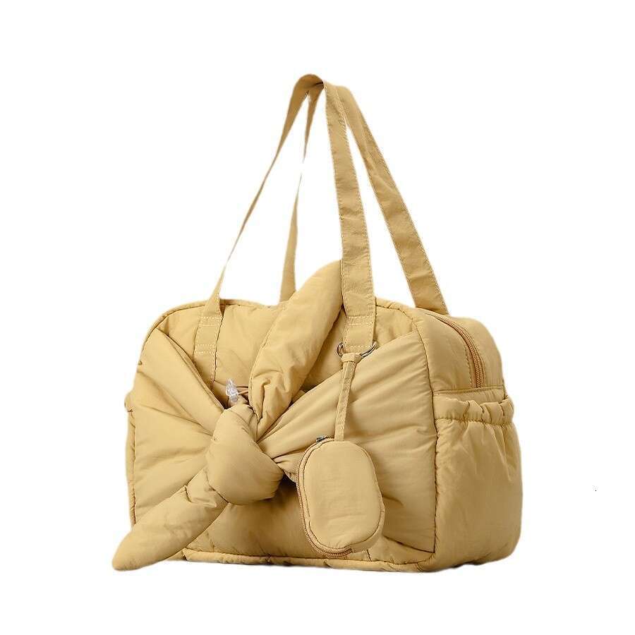 Autumn winter new niche design butterfly knot cotton filled handbag, fashionable and versatile square bag, women's lightweight armpit bag